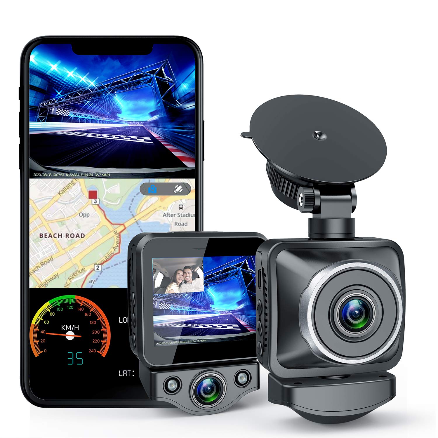 Mua ANKEWAY Dual Dash Cam,1080P Dashboard Camera Builtin WiFi GPS