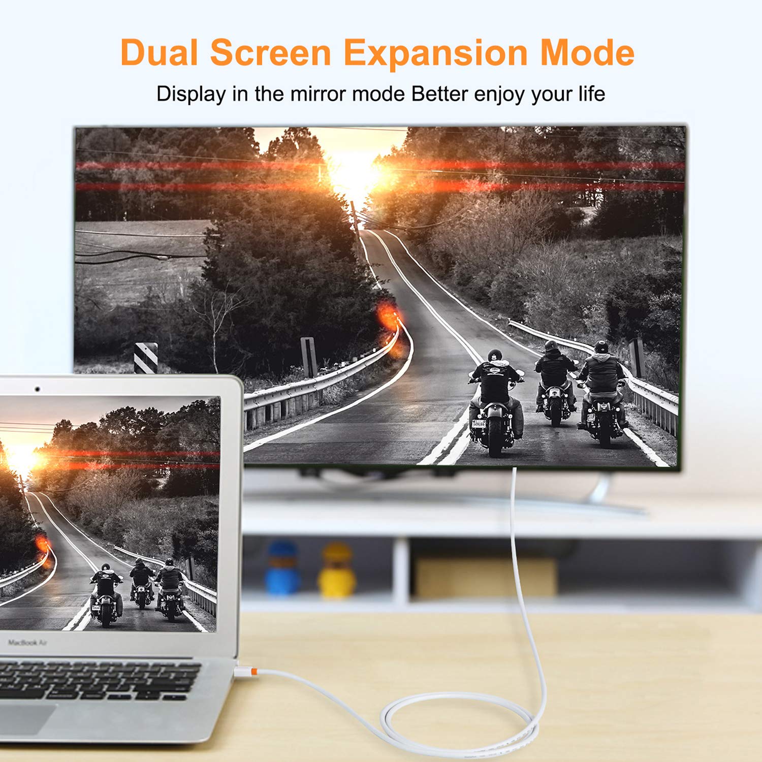 Mini Displayport(Thunderbolt) to HDMI Cable Mini DP to HDMI Converter(Adapter) 4K HD Gold-Plated Cord for MacBook Air, Mac mini, Microsoft Surface Pro 3/4, etc White (6 Feet (1.8M))