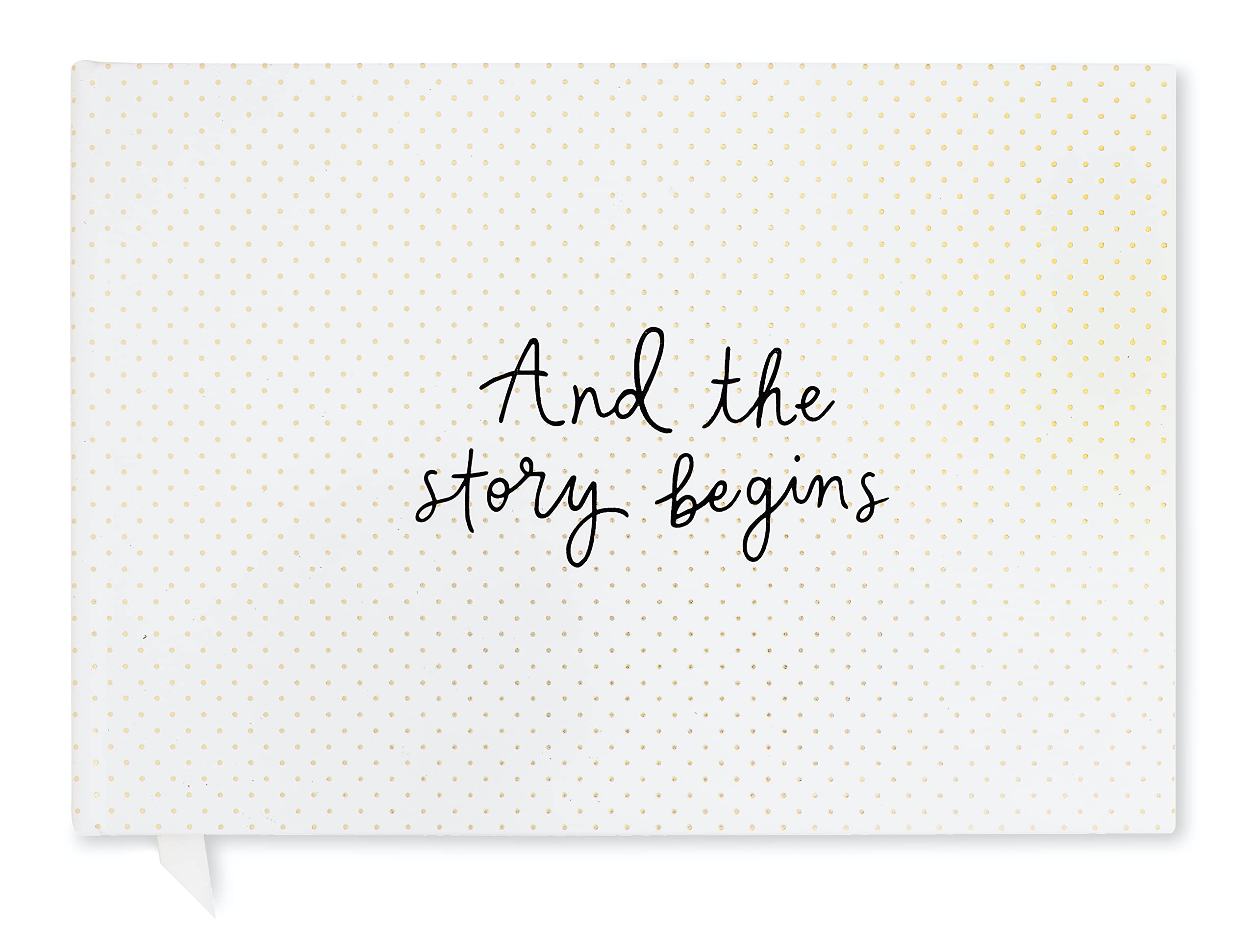 Kate Spade New York Wedding Guest Book, Bridal Journal Includes 17 Lined Pages, 35 Blank Cards and Envelopes, and Ceremony Sign, And the Story Begins