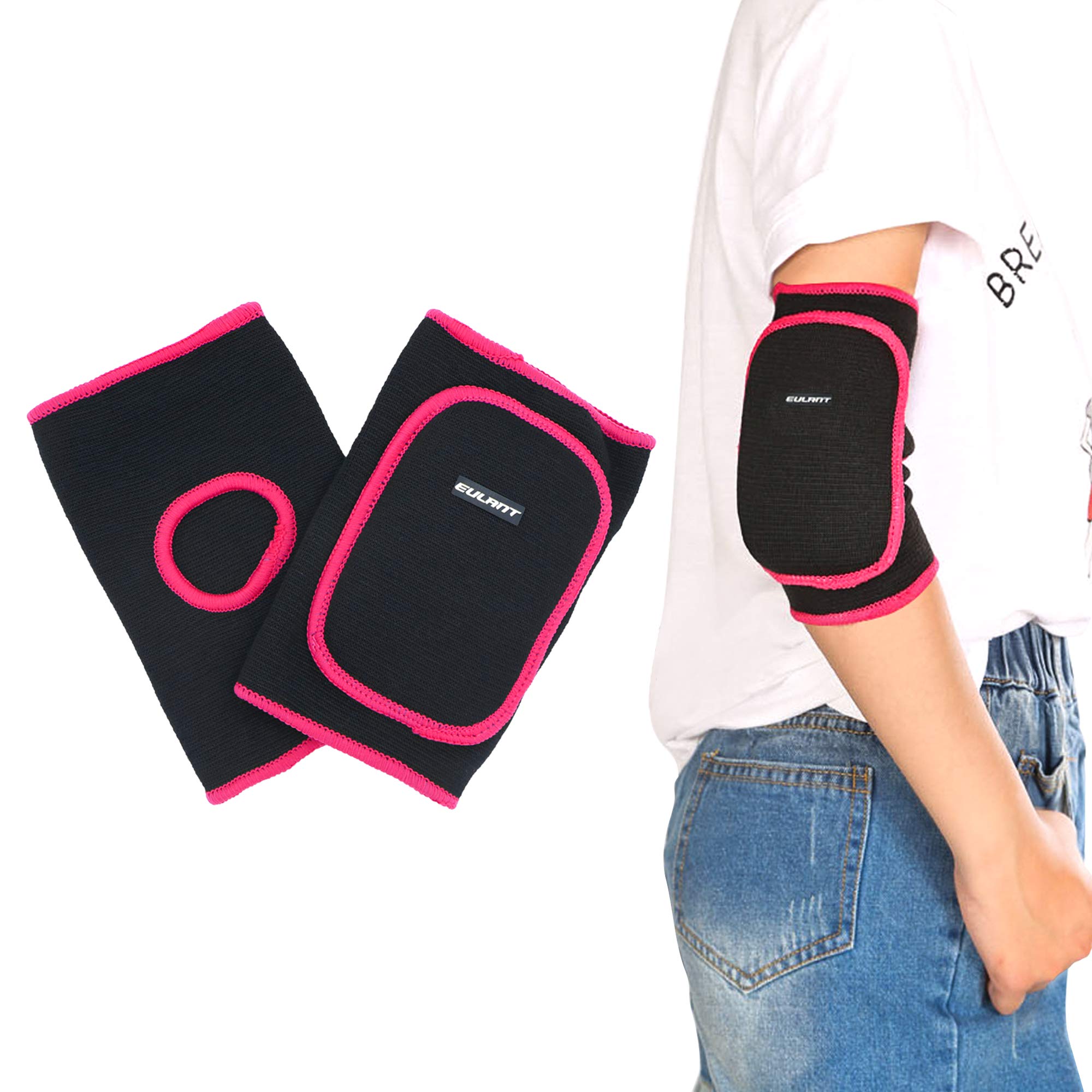 EULANT Soft Elbow Pads,Stretchy Elbow Protectors,Slip-on Elbow Guard for Volleyball Football Wrestling Scooter Skating Breakdance,Kids Knee Pads for Crawling/Toddling/Learn to Run,S