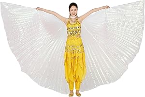 MUNAFIE Belly Dance Isis Wings with Sticks for Adult Belly Dance Costume Angel Wings for Halloween Carnival Performance