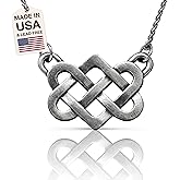 DANFORTH – Celtic Love Knot Necklace – Handcast Pewter Pendant –16 Inch Sterling Silver Wheat Chain –Made In USA