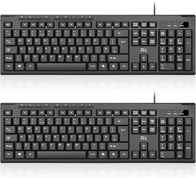 Rii RK907 USB Wired Full Size Keyboard UK Layout for Mac PC Windows Android