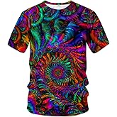 Hisayhe Trippy T-Shirt 3D Printed Psychedelic Tie Dye Tee for Men