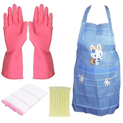HOMIZE Kitchen Household Glove, Dishwashing Waterproof Hand Gloves for Women (Set)