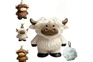 Xiaozuoyue Adorable Highland Cow Hand Soap Dispenser, Soap Dispenser, Adorable 3D Printed Highland Cow Bottle Holder for Hand