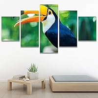 SIGNWIN 5 Panel Canvas Wall Art Modern Art Birds Bohemian Expressive Multicolor Photography Single for Home Decorations Ready to Hang - 60