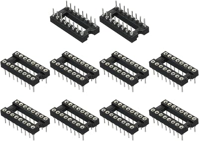 sourcing map 16 Pin DIP IC Socket Connector 2.54mm Pitch Dual Row Round Pins 20