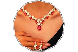 Brishow Green Necklace and Earring Set Rhinestone Formal Wedding Jewelry Sets for Women