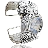 KOLODOGO Wide Cuff Chunky African Bracelets for Women Open Cuff Bangles Sparkly Rhinestone Wrist Cuff Bracelets as Jewelry Gift