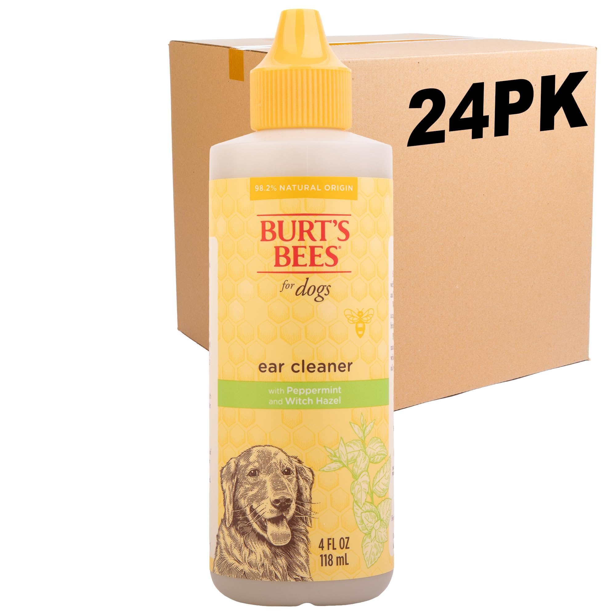 Burt's Bees for Pets Ear Cleaner for Dogs with Pepeprmint and Witch Hazel, 24pk, 99.7% Natural Origin Formulas, Dog Ear Cleaner, Ear Cleaning Solution for Dogs, 24pk, 4 oz Image