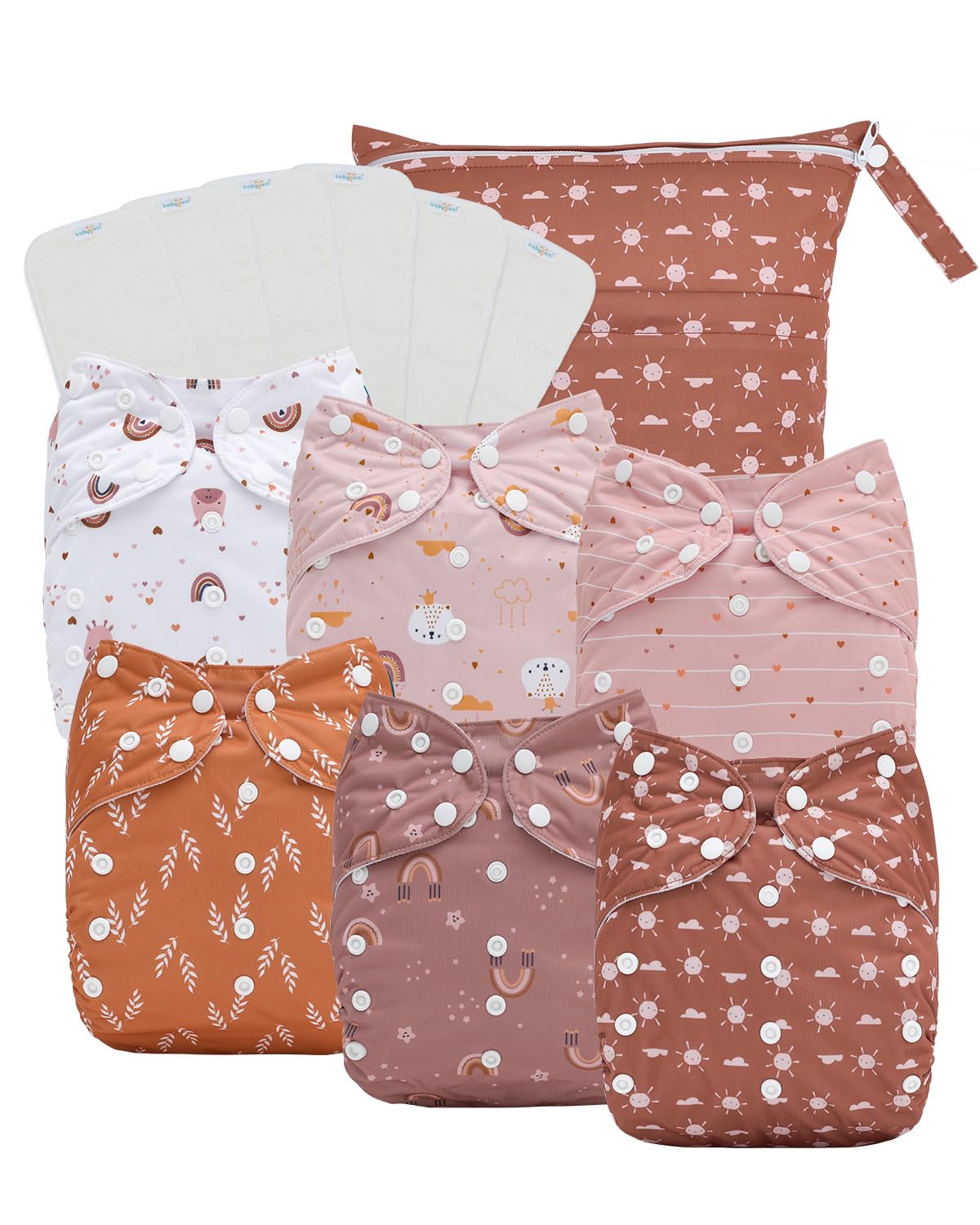 Photo 1 of babygoal Large Cloth Diapers Pack of 13 for 3-5 Year Toddlers, Cloth Diaper Covers 6 Pack with 6pcs Inserts and Wet Bag, Reusable Washable & Waterproof 6ZFG04-ZMB-B