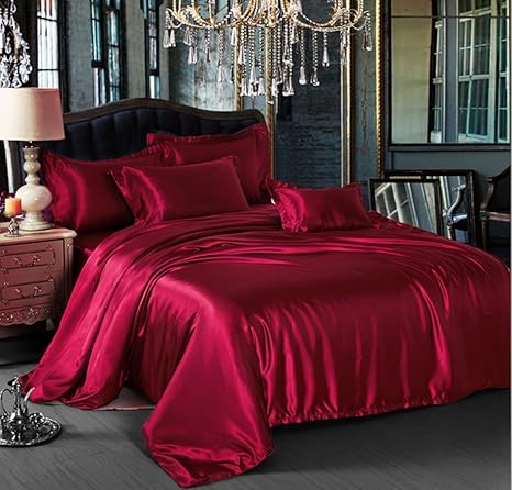 Simonshop 4pcs Super Soft Bedding Set King Queen Size Silk