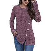 JomeDesign Long Sleeve Shirts for Women Crew Neck Lightweight Sweater Loose Casual Tunic Tops
