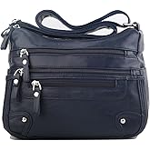 ELDA 10 Pockets Crossbody Purses for Women Medium Pocketbooks Lightweight Ladies Satchel Bag Multi Pocket Shoulder Handbag