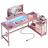 Bestier L Shaped Gaming Desk with Power Outlets,58