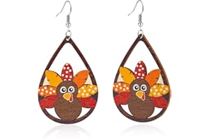 SMILELIFE Thanksgiving Turkey Earrings for Women Antumn Fall Maple Leaf Dangle Earrings