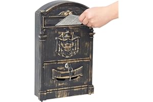 xhlokk Vintage Wall Mount Mailboxes for House, Rust-Resistant Locking Mailbox with Key Locks, Galvanized Steel Outdoor Mailboxes, Bronze