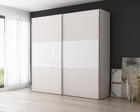 Deline Star Dla0013 Sliding Wardrobe Sibiu Larch And White Glass