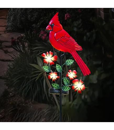 Amazon.com: Cardinal Decor Garden Stake,Solar Metal Red Cardinal