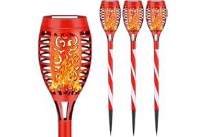 Liveasily 4 Pack Solar Christmas Lights Decorations Outdoor, Solar Torch Light with Flickering Flame, Waterproof Solar Torches Outdoor Christmas Decor for Garden, Yard, Porch