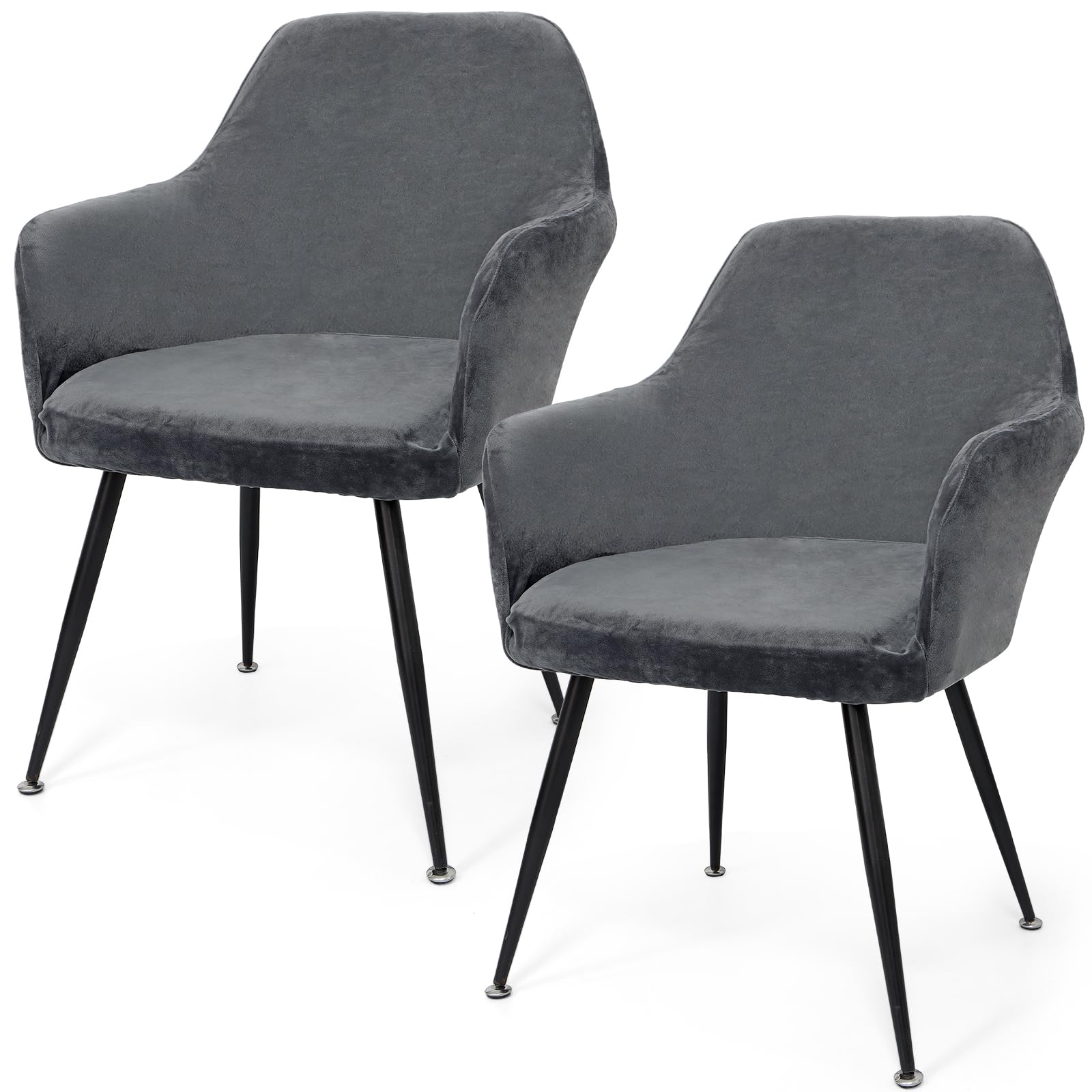 Betylifoy Dining Chair Cover Stretch Chair Cover Set of 2 Elastic Chair Covers with Armrest Removable Chair Covers Black Chair Slipcover for Dining Room Living Room Wedding Party Decoration (Grey)