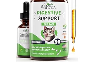 WOOF 'N' PURR Cat Digestive Support - Digestive Enzymes for Cats - Cat Digestive Probiotic - Cat Digestion Aid - Cat Digestion - Digestive Enzyme for Cats - Cat Digestive Enzyme - Cat Digestive Supplement - 1 fl oz