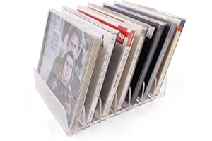 CD Holder Display Rack Clear Acrylic DVD/CD Storage Box Stand Holds up to 14 Standard CD Cases for Media Shelf Storage and Or