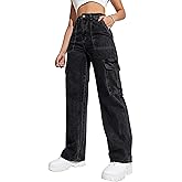 Women's Cargo Pants High Waisted Baggy Cargo Jeans Straight Leg Y2K Streetwear Trousers 6 Pockets for Women Teen Girl.