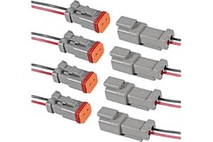 XIITIA 4 Pairs 2 Pin Waterproof DT Connector Male and Female Wire Connectors with 18AWG 150MM Cable Wire for Car, Truck, Boats, LED Work Light etc