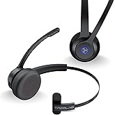 TREBLAB C7 - Single Ear Bluetooth Headset with Mic, Bluetooth 5.4, 45H Playtime, Type-C Fast Charging, IPX4 Waterproof, Wireless Headset with Mic for Trucker, Work, Calls, Home Office
