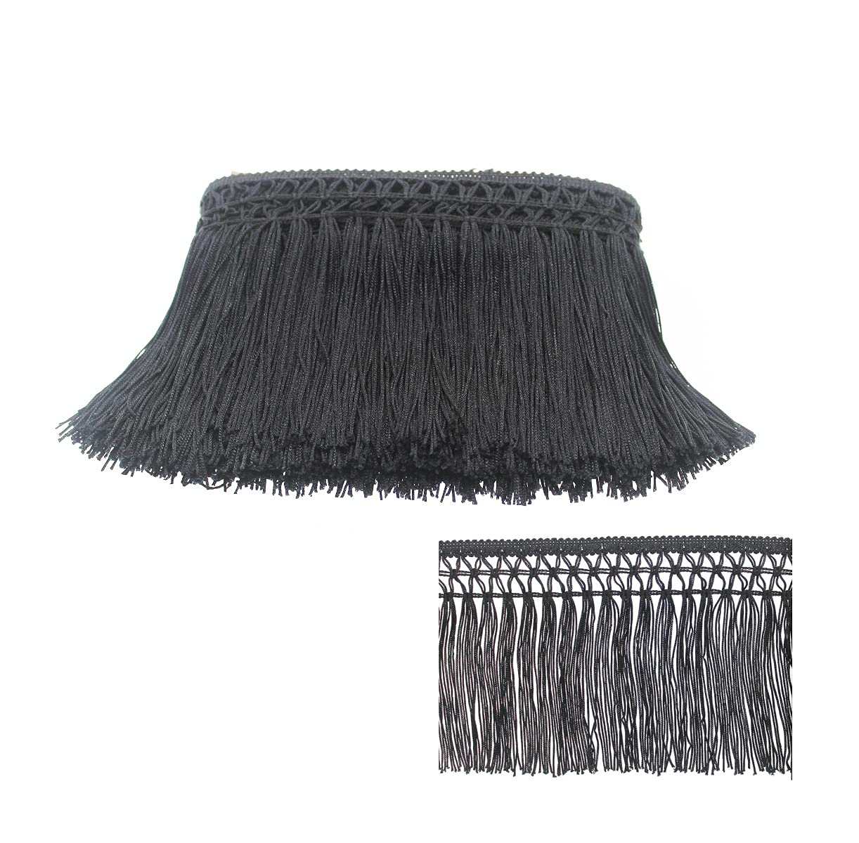 Yalulu 5 Meters Black Lace Fringe Trim Tassel Fringe Trimming Ribbon Sewing Embroidered Lace Edging Trimming Applique Sewing Craft