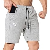 ZENWILL Mens Gym Running Shorts, Workout Athletic Bodybuilding Fitness Shorts with Zip Pockets