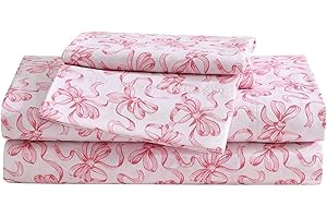 Betsey Johnson - Queen Sheet Set, Soft & Lightweight Bedding, Fade & Wrinkle Resistant (Ballet Bows Pink, Queen)