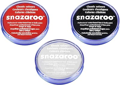 Jokeshop 18ml Snazaroo Face & Body Paint Set Black White Red Dead Vampire