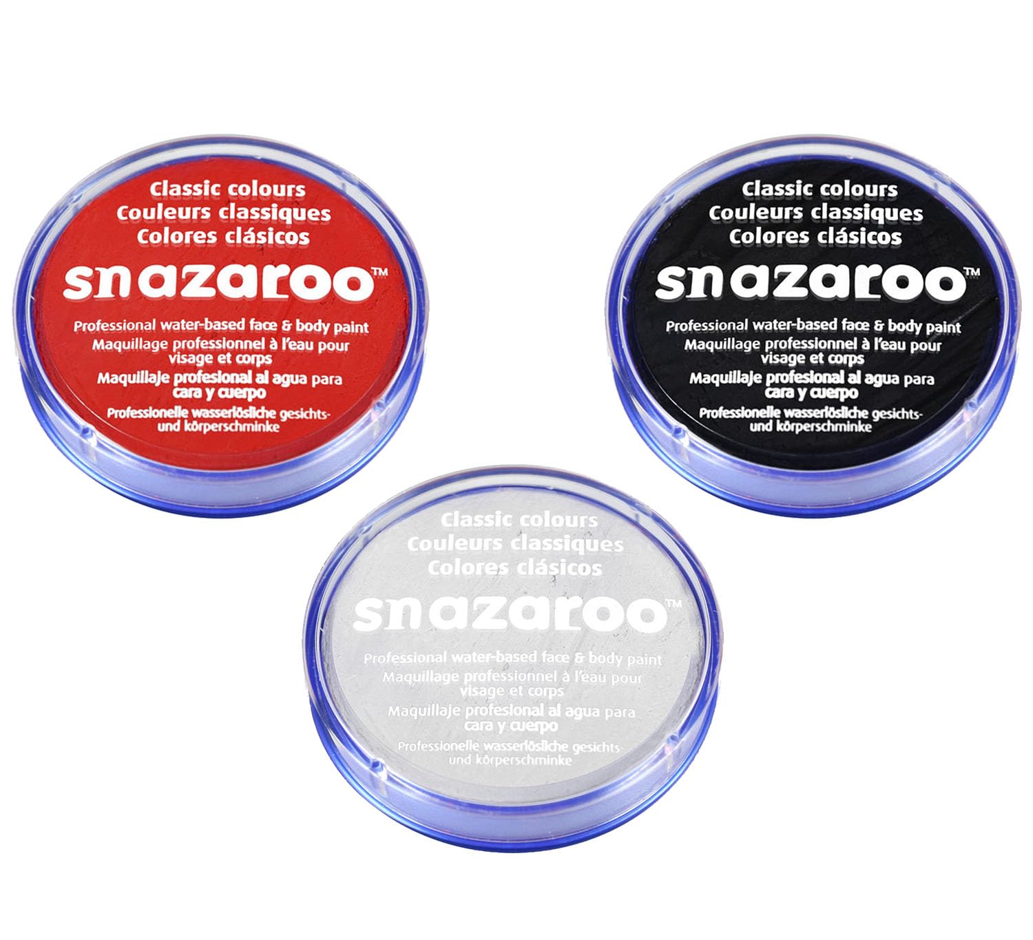 Jokeshop 18ml Snazaroo Face & Body Paint Set (BLACK WHITE & RED) Dead Vampire Halloween Make Up FX Paints