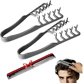 ELIDENZ Texture Comb for Men, 2 Pack Texturizing Comb for Hair Volume, Hair Texture Comb, Root Lifting Styling Comb, Wide Tooth Barber Comb for Thick, Curly &amp; Wavy Hair