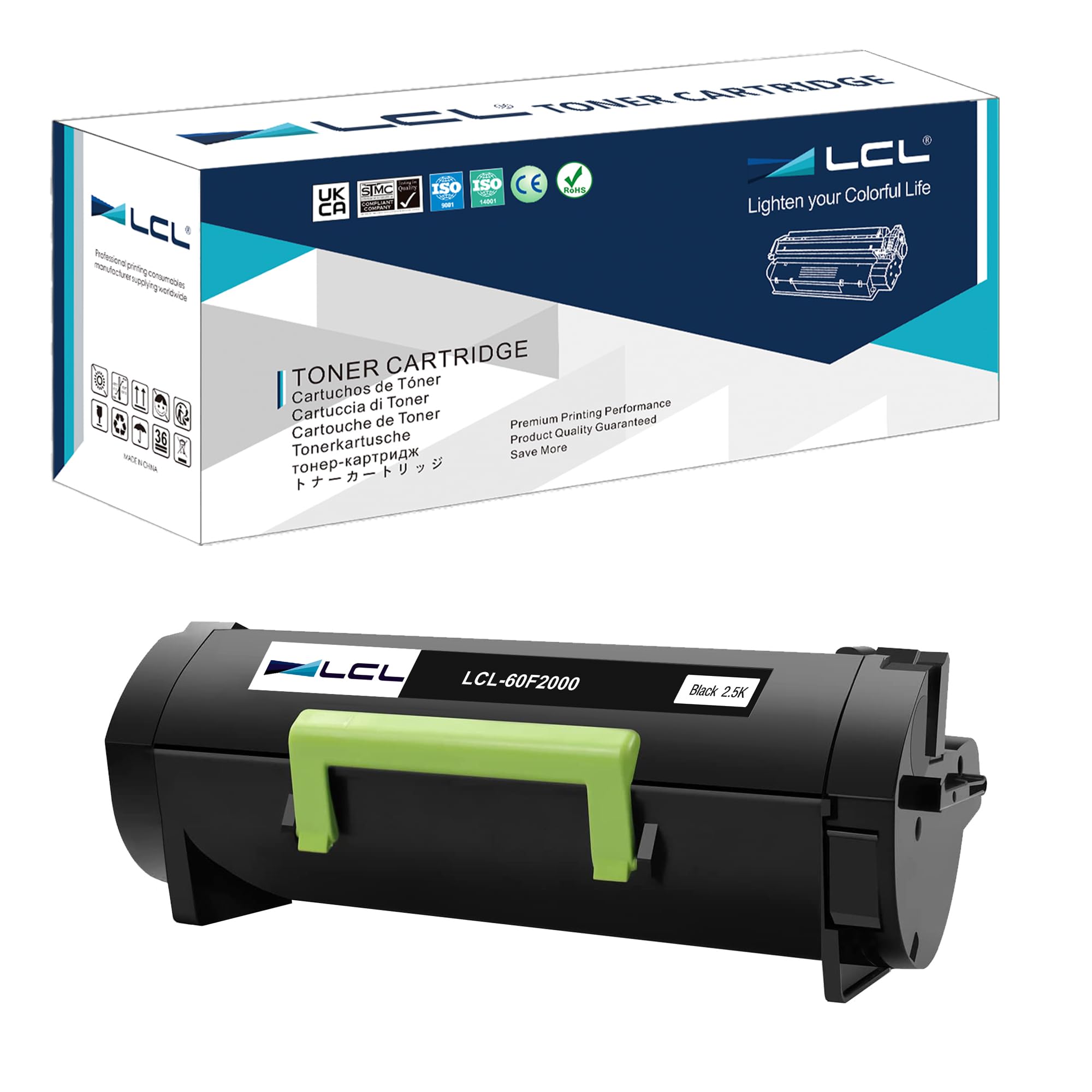 LCL Toner Cartridge 60F2000 60F000G 600G 602 2500pages (1 Black) Compatible for Lexmark MX310 MX410 MX410de MX310dn MX511dte MX510 MX510de MX511dhe MX511de MX610 MX610dw MX611dhe MX611de MX611dte