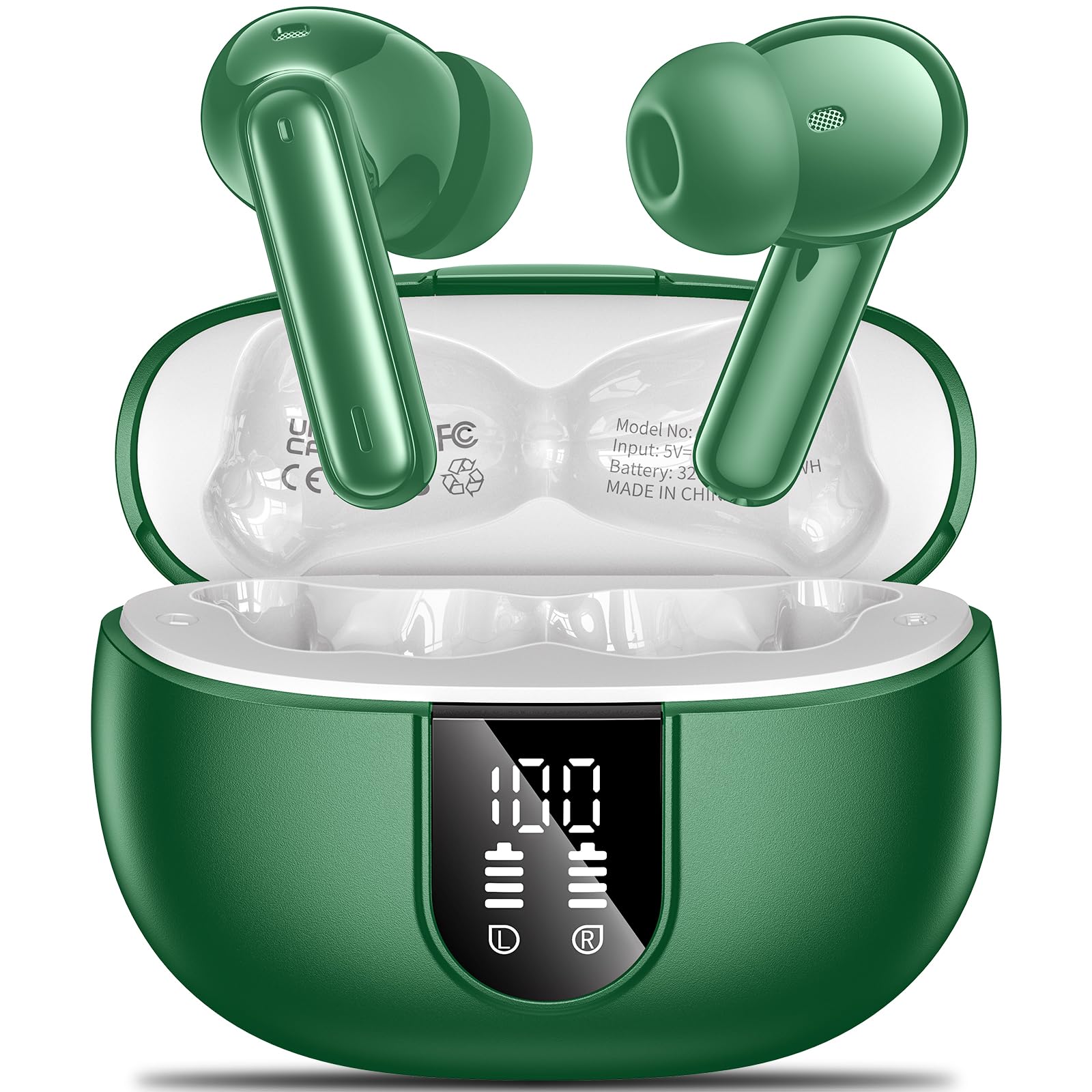 AOVOCE Wireless Earbuds,Wireless Earphones Bluetooth 5.3 in Ear with 4 Mic ENC Calls Noise Cancelling Wireless Headphones Mini LED Display HiFi Stereo 36H Playtime Bluetooth Earbuds Purple