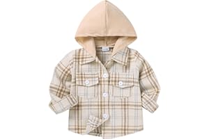 YOUNGER STAR Toddler Kids Boys Girls Flannel Hooded Plaid Shirt Button Baby Red Clothes