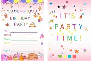 15 Birthday and Party Invitation Cards with Envelopes,Uniquely Designed Birthday Cards for Children,Men, Women and Kids (Ligh