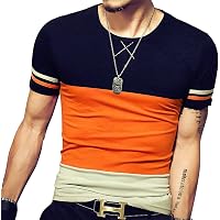 LOGEEYAR T-shirt da uomo slim fit in cotone a contrasto con
