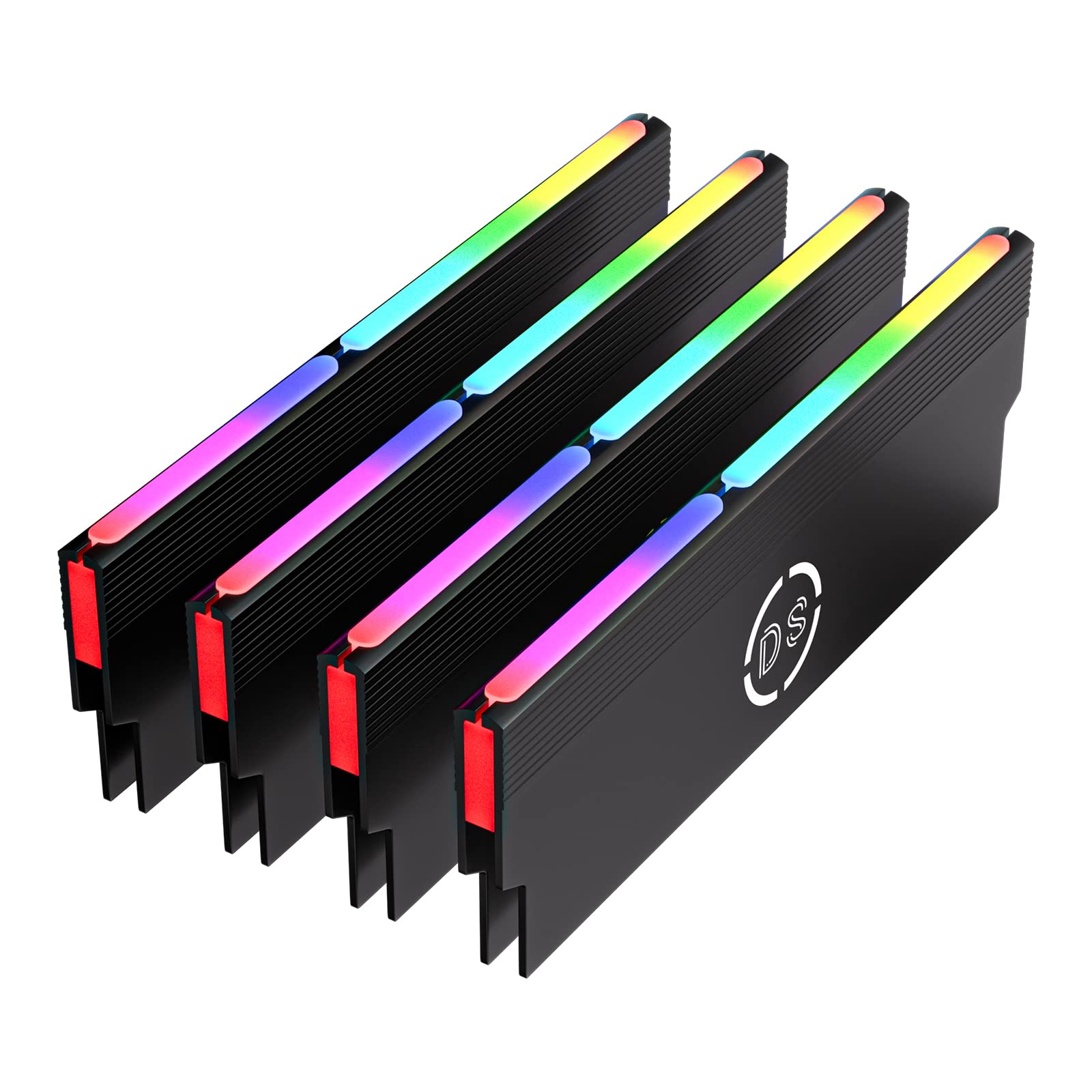 DS Aluminum Alloy RAM Cooling Shell Heat Sink, ARGB Light Effect Memory Cooling Radiator Glow for PC Memory Cooling Vest(4Pack, 3th GEN, M Series)