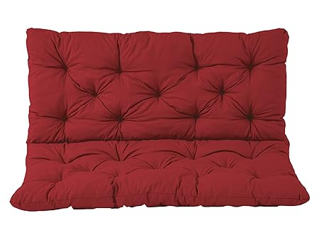 Ambientehome 2er Bank Sitzkissen und Rückenkissen Hanko, rot, ca 120 x 98 x 8 cm, Bankauflage, Polsterauflage