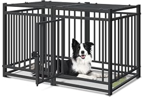 Oranland 40 inch Large Dog Crate Indoor,Steel Tube Heavy Duty Dog Crate,Dog Playpen with Top,Dog Cage Kennel Indoor Outdoor,Upgraded Door Lock/Oval Tube Insertion Welded/Panel Connection Methods