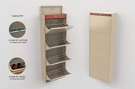 Decostyle Metal Shoe Cabinet 4 Shelves Beige Red Amazon In