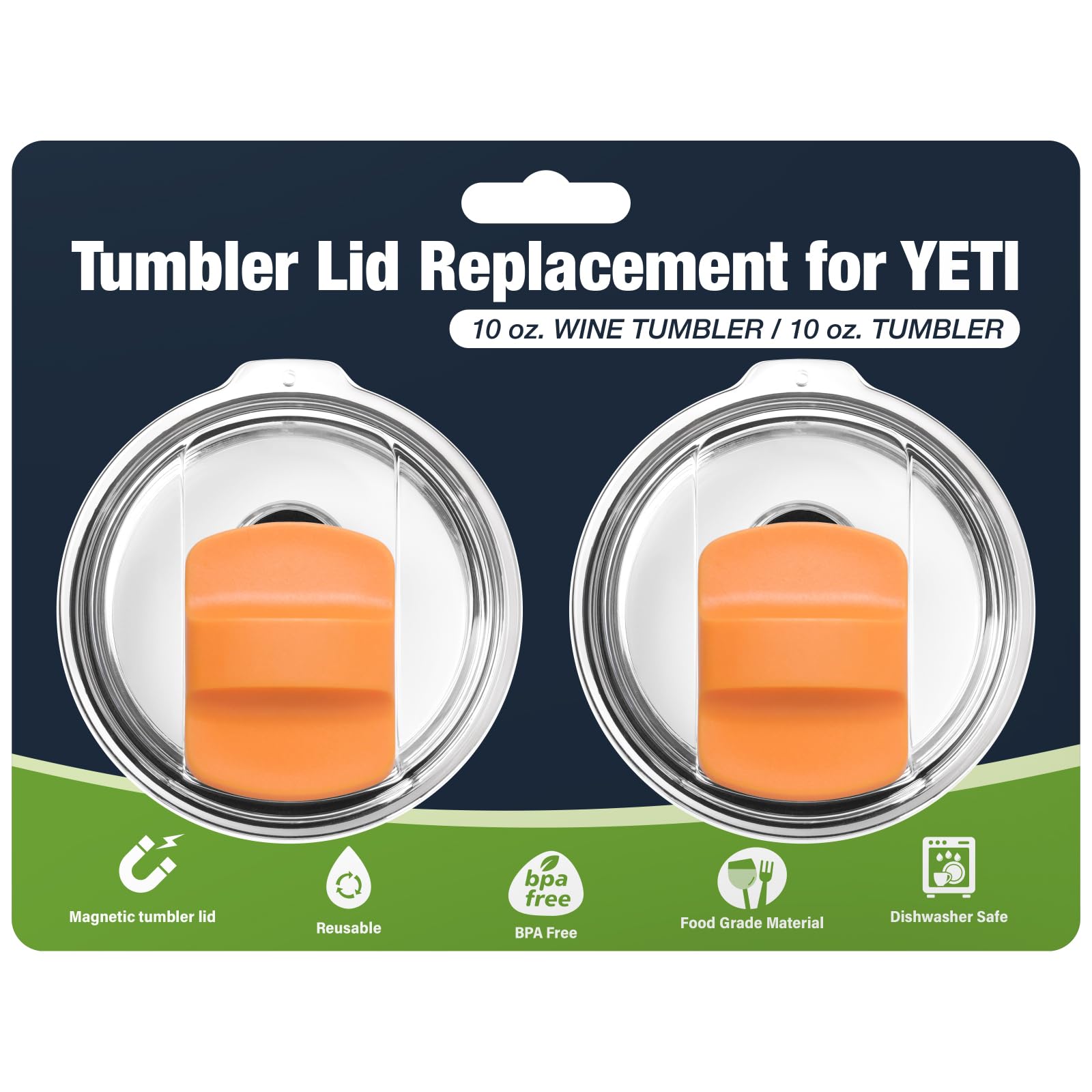 Photo 1 of 10 oz Tumbler Lids for YETI,Magnetic Tumbler Lid Replacement for YETI,BPA Free 2 Pack Orange Tumbler Lids