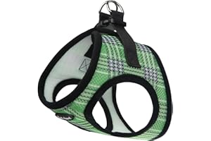 Bark Appeal Green Plaid Step-in Dog Harness for Small-Medium Pets – Updated Sizing, Re-Measuring is Essential – Soft Vest Harness – Anti-Choke with Adjustable Strap & Heavy Duty Clip – S
