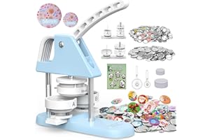 Alldeer 1.25+2.25 Inch Button Maker Machine Multiple Sizes - Pin Maker Kit for Kids, DIY Button Press Machine with 200 Sets of Supplies(Metal Cover, Metal Pin Backs, Plastic Film)