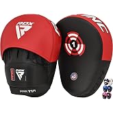 RDX Boxing Pads Focus Mitts, Maya Hide Leather Curved Hook and Jab Target Hand Pads, Great for MMA, Kickboxing, Martial Arts, Muay Thai, Karate Training, Padded Punching, Coaching Strike Shield